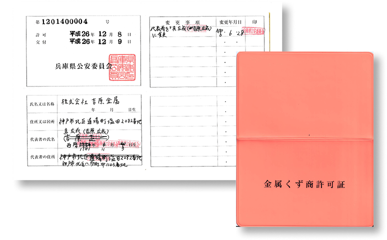 金属くず商許可証